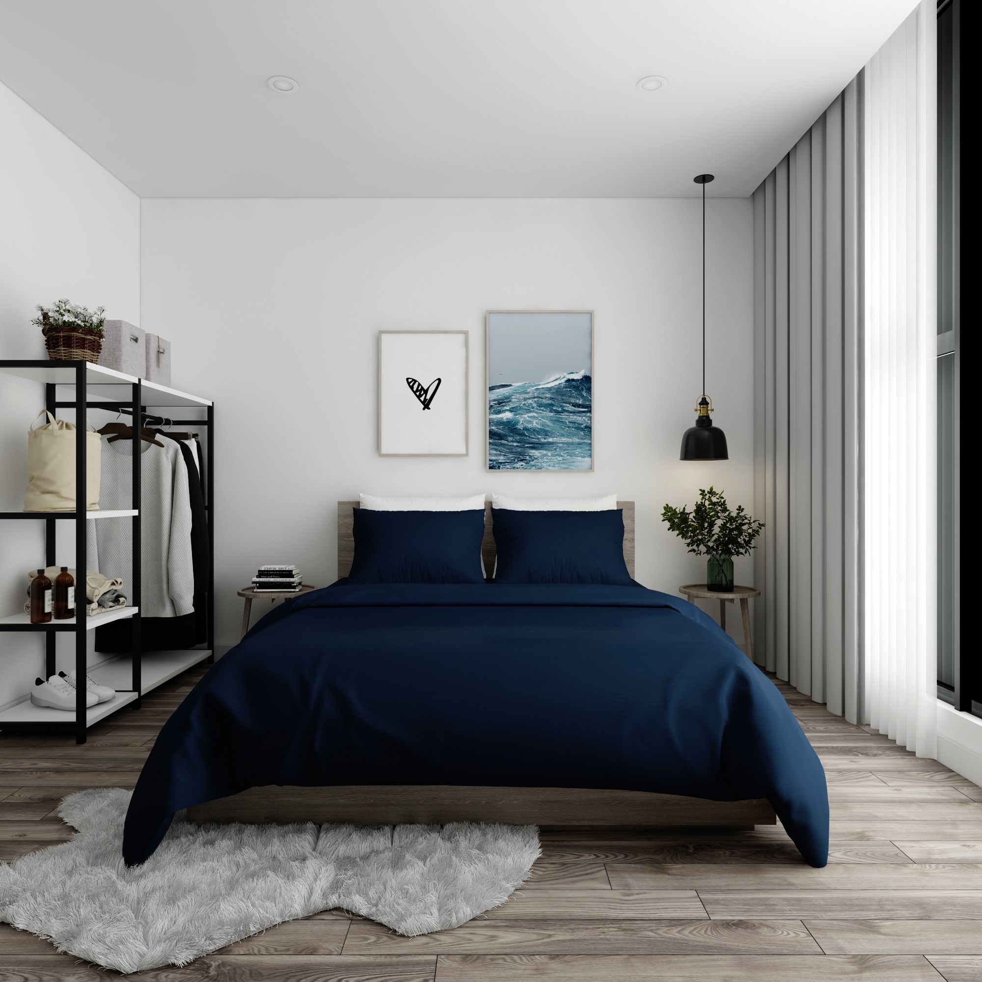 Bộ ga giường Standard 22 Navy blue