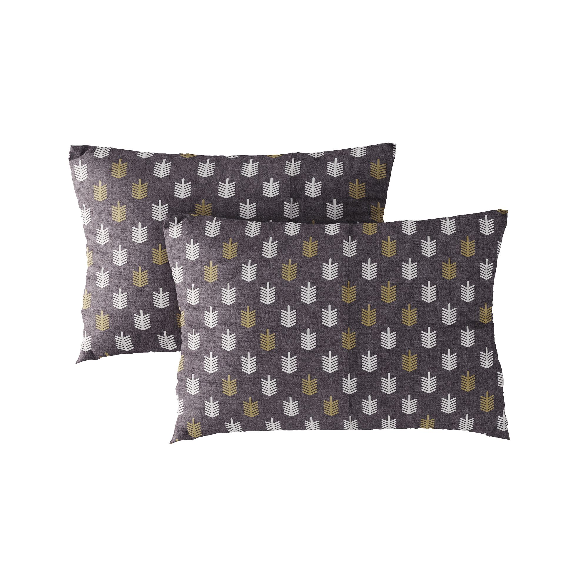 Pillow case 094 Yellow white arrow on grey