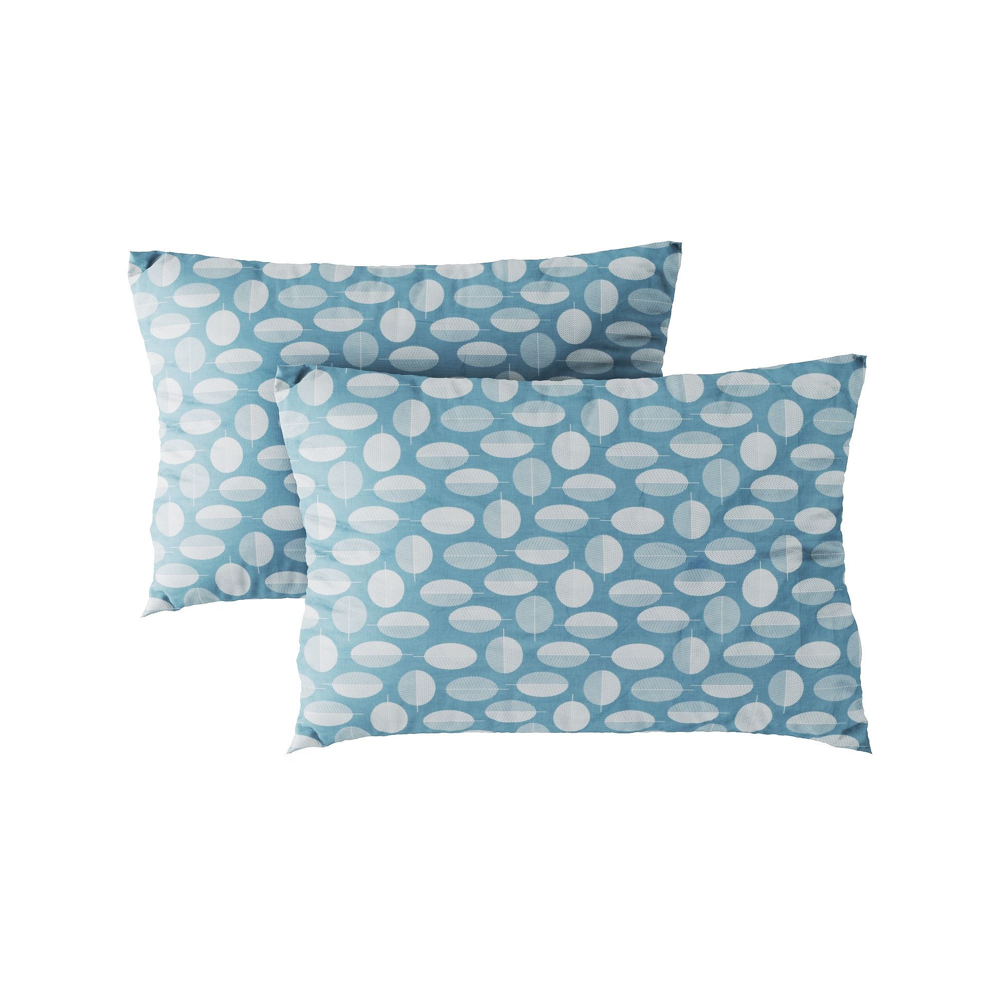 Pillow case 098 White leaves on blue
