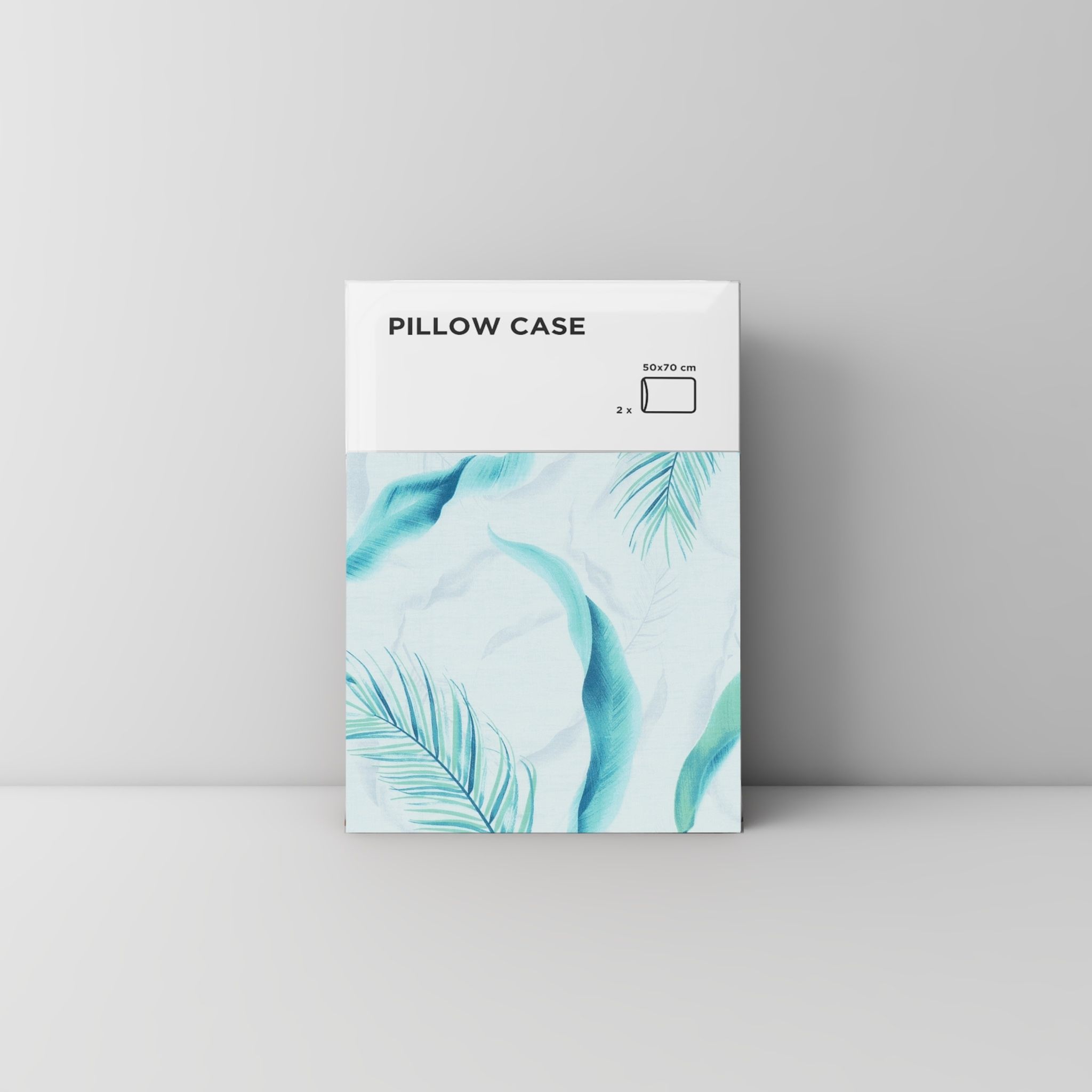 Pillow case 129 Blue palm leaves