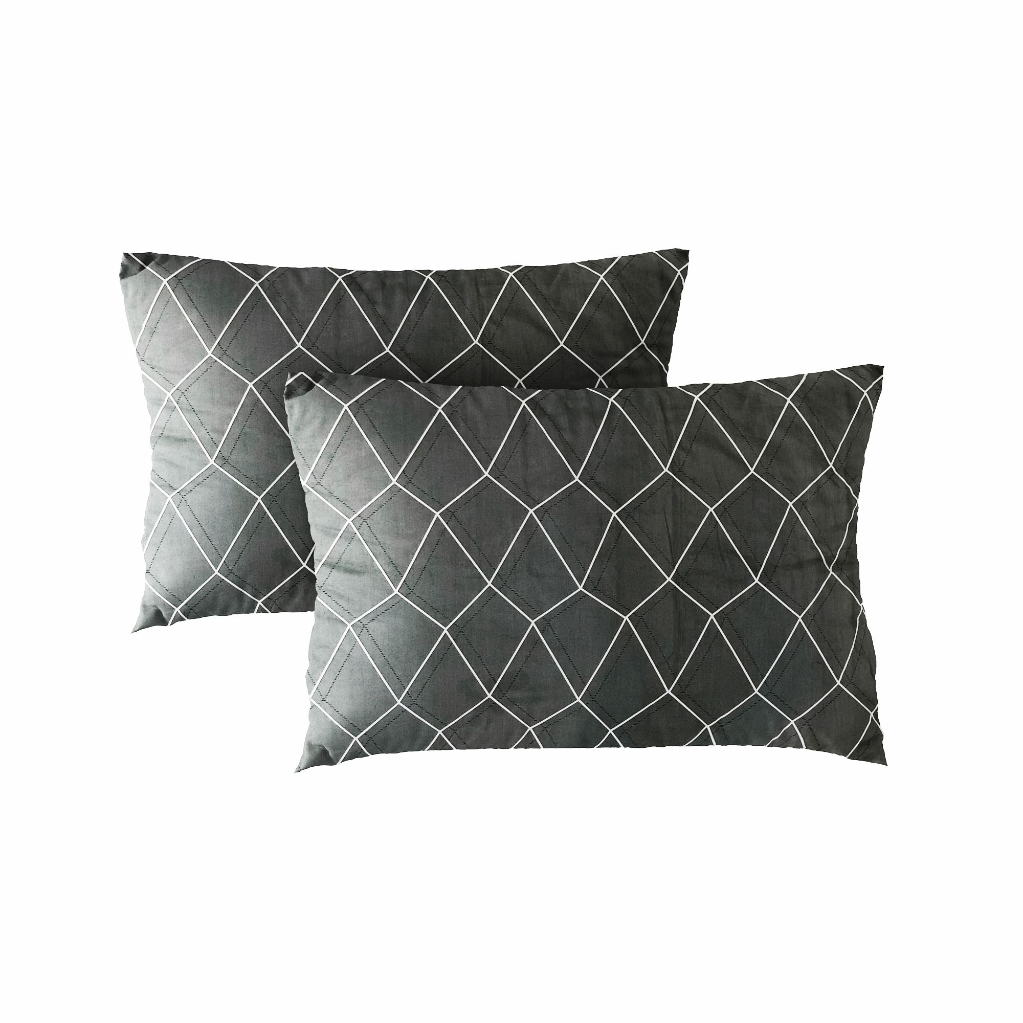 Pillow case 139 White grid on dark grey