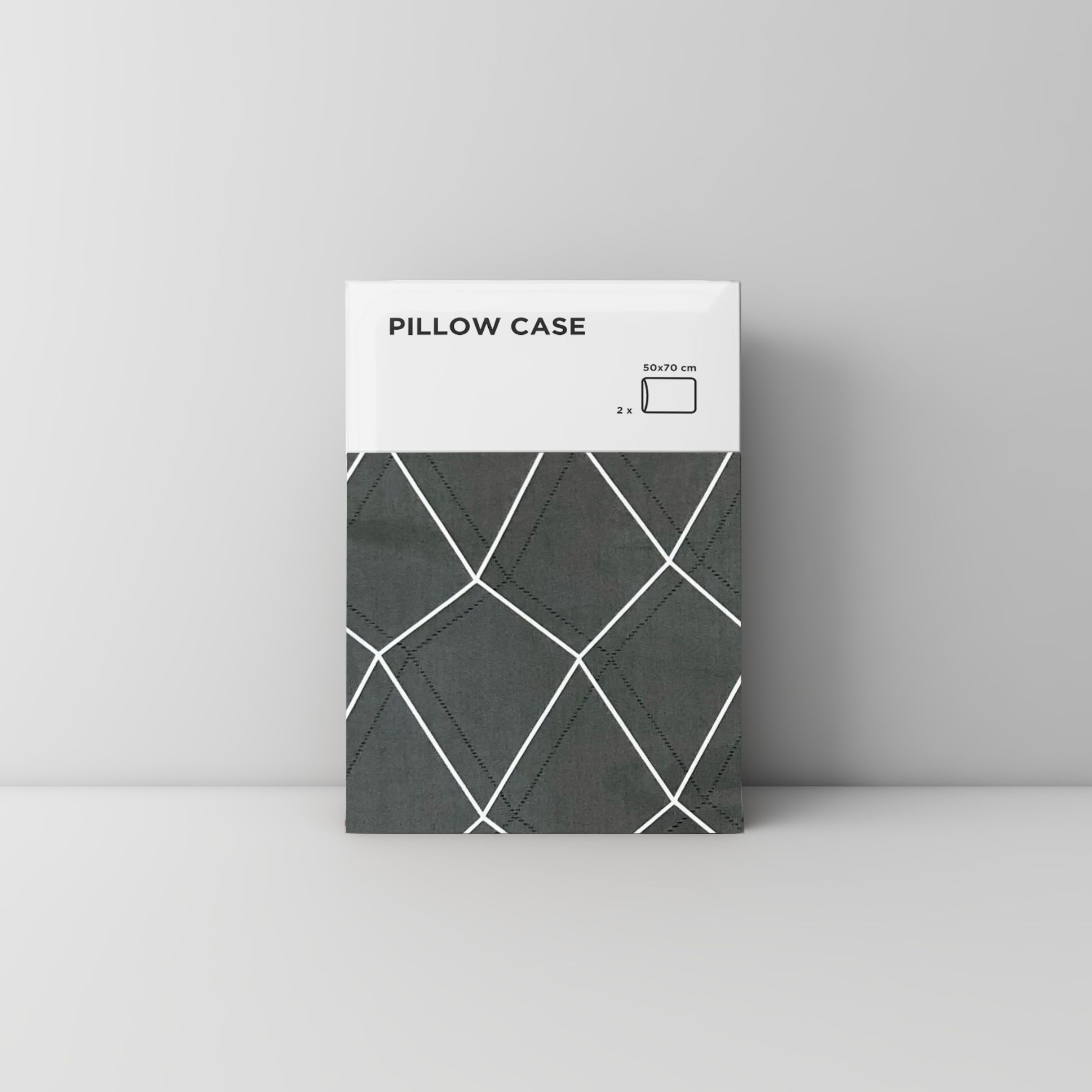 Pillow case 139 White grid on dark grey