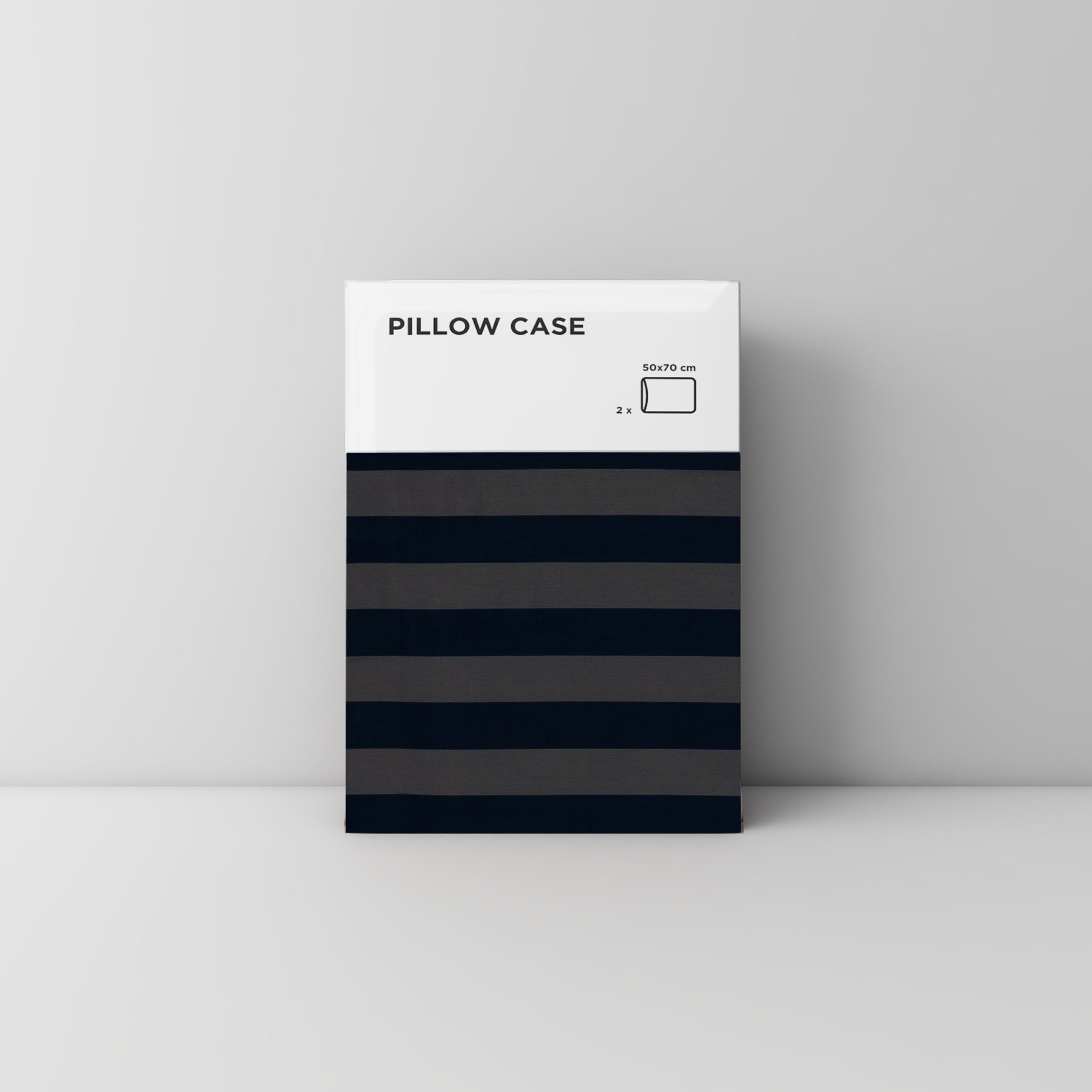 Pillow case 150 Grey navy striped