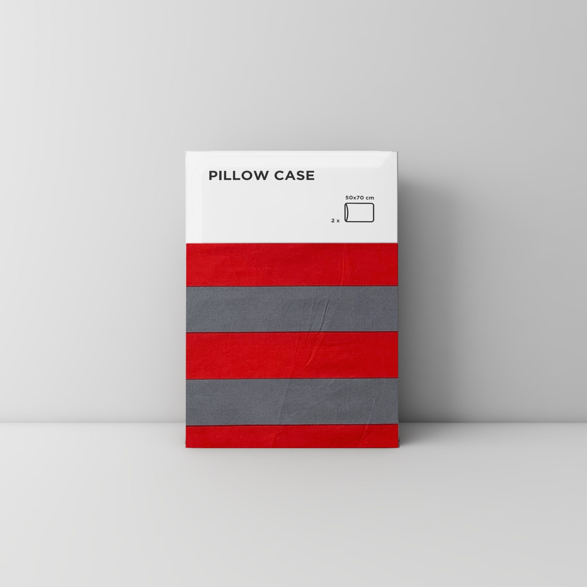Pillow case 155 Red and dark grey stripe