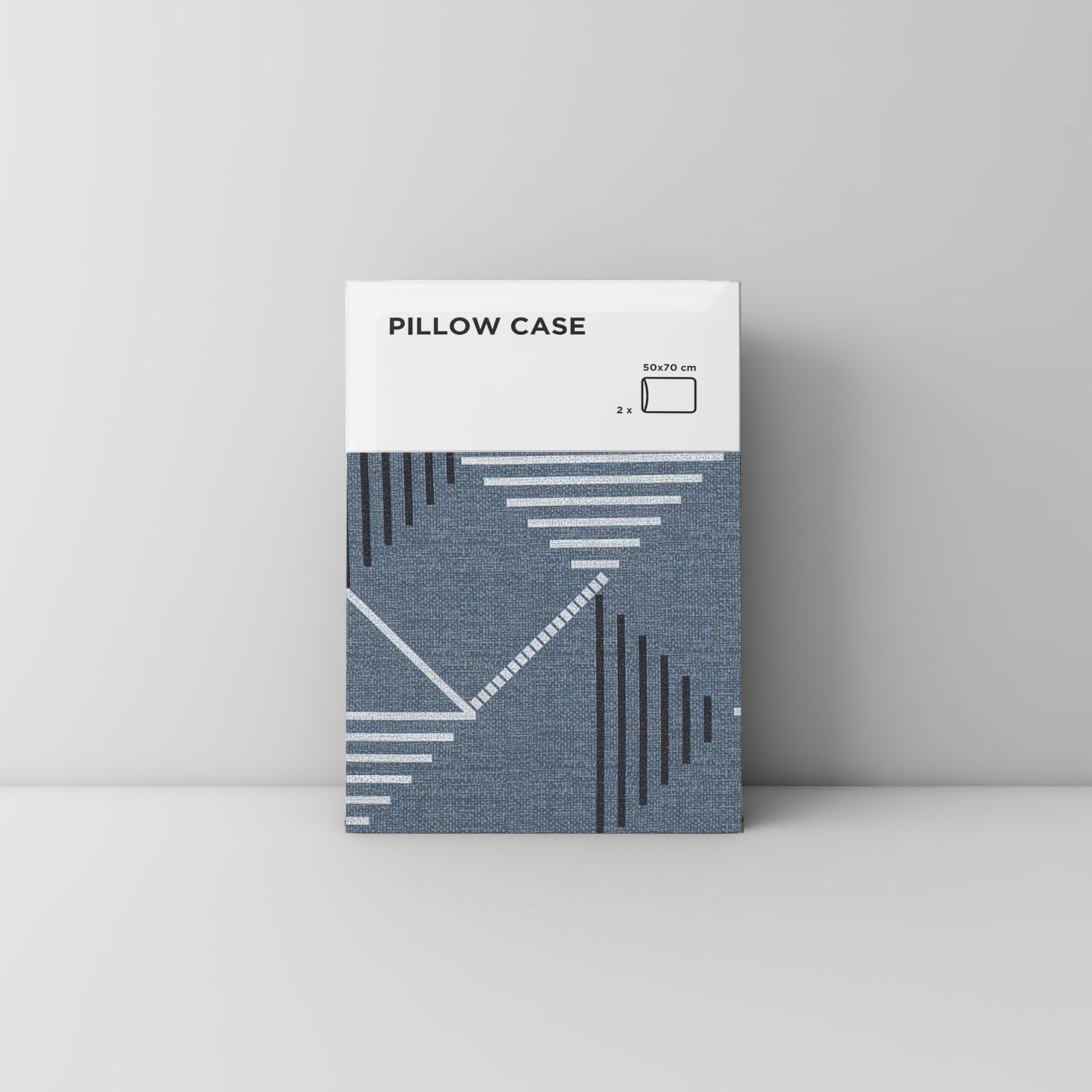 Pillow case 185 Basic stripe on grey blue