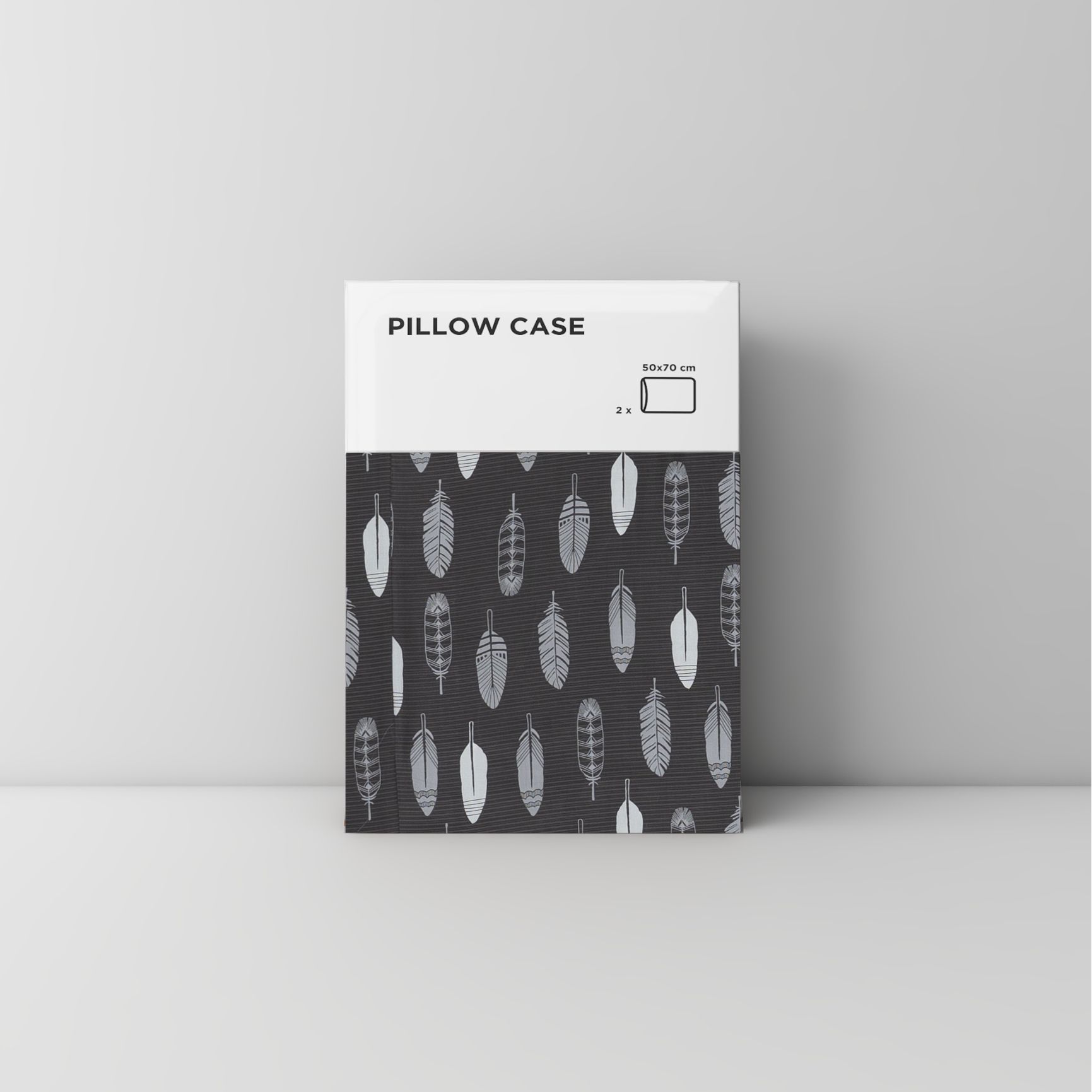 Pillow case 190 Feathers on grey