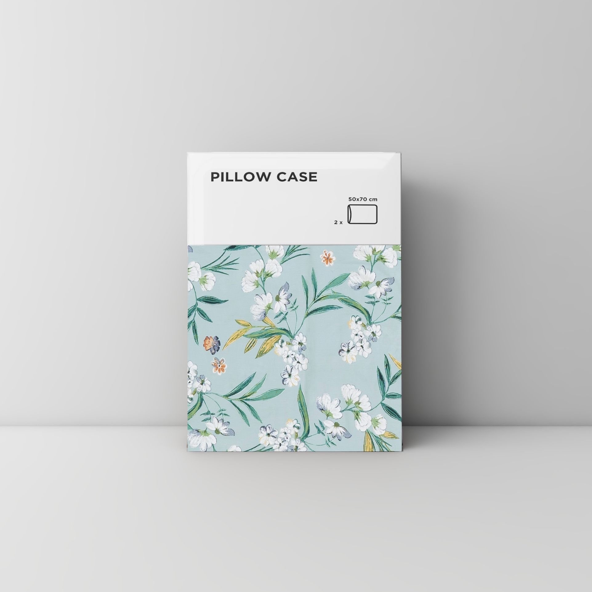 Pillow case 191 Flowers on light blue