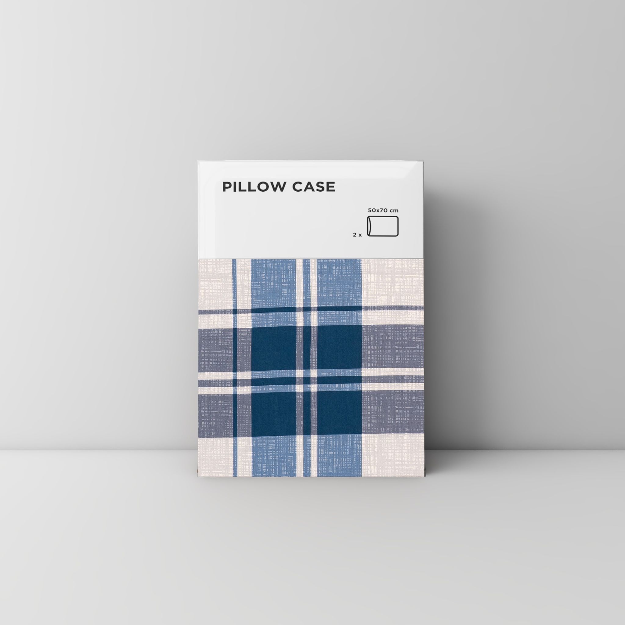 Pillow case 182 Navy grey grid