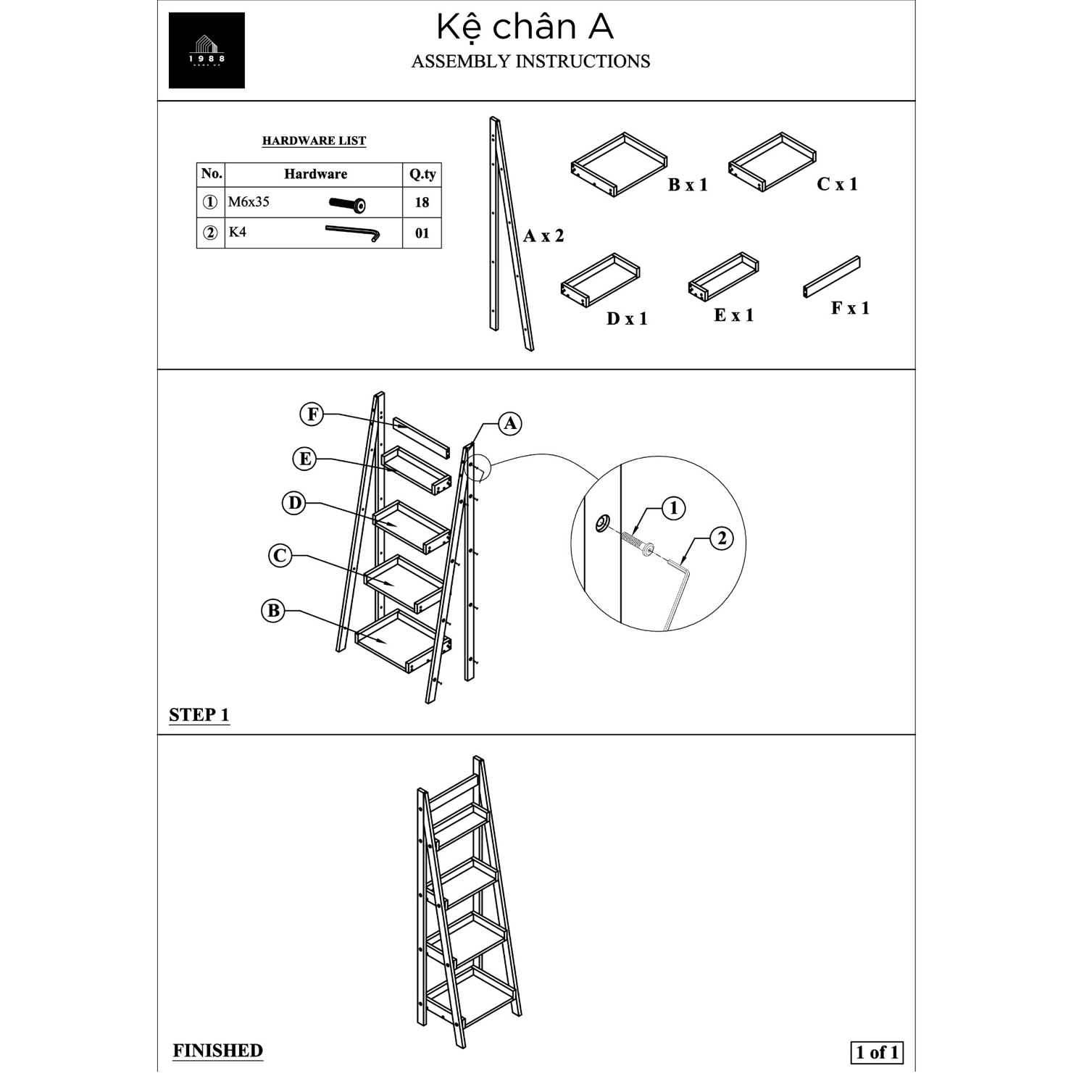 Kệ chân A màu gỗ mới