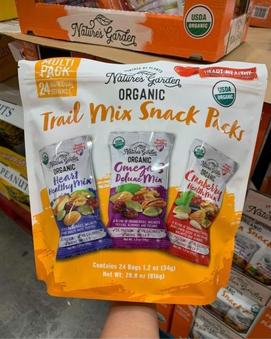  Hạt mix và trái cây sấy hữu cơ Nature's Garden Organic Trail Mix Snack Pack 