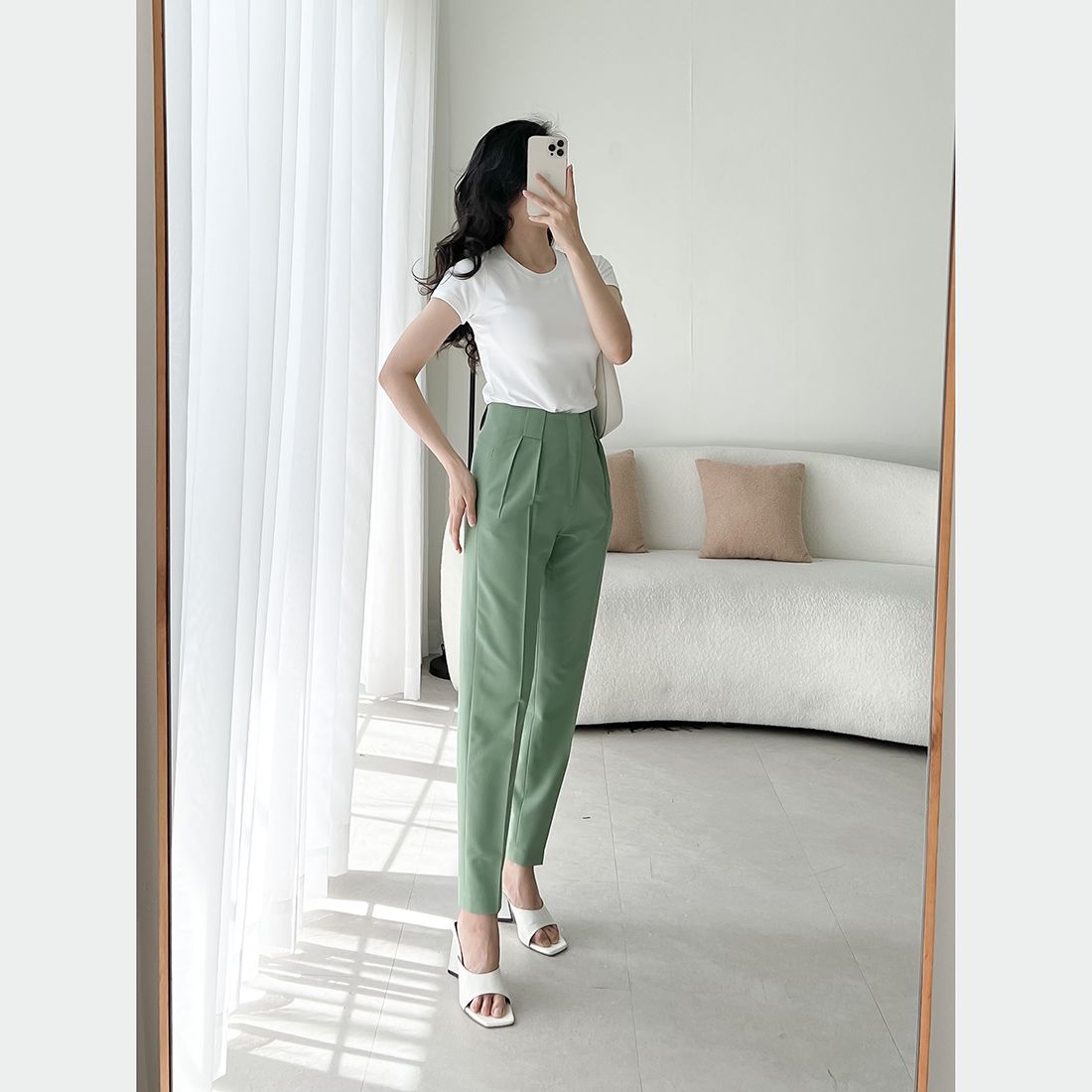 Quần baggy nữ lưng cao thời trang Eden - Q019