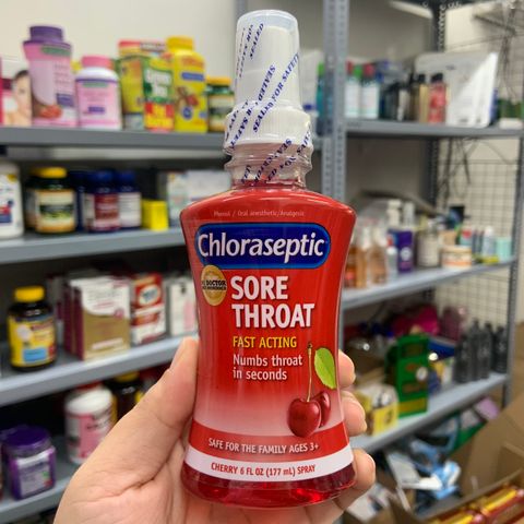  Xịt giảm đau họng vị trái cây dùng được cho trẻ từ 3 tuổi Chloraseptic Sore Throat Spray 