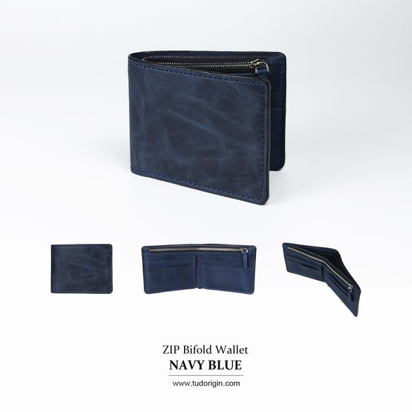 Ví da nam ZIP - Navy Blue 5