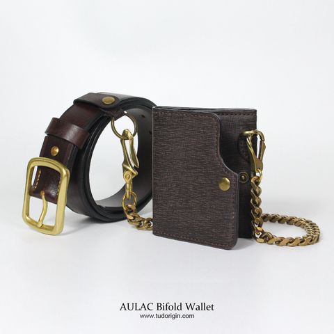 COMBO Ví Biker AULAC x Thắt lưng DS BRASS 4.0CM - DARK BROWN