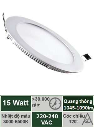 Đèn Led Panel âm trần tròn 15W Vinaled PL-AS15/PL-AW15