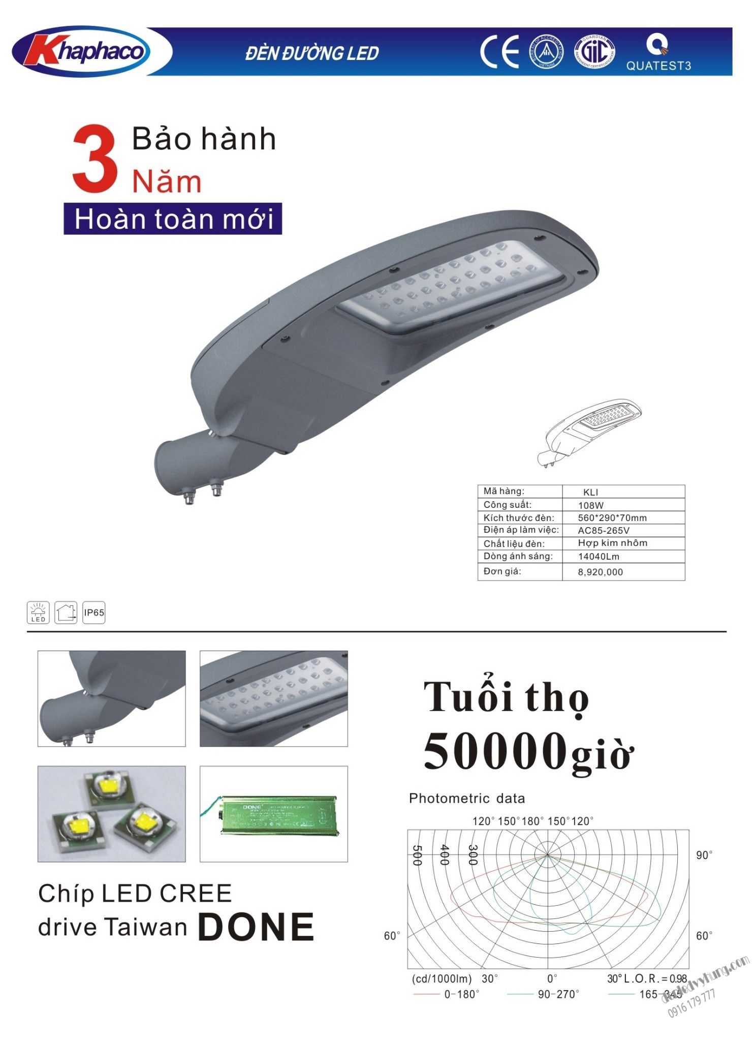 Đèn Đường Led 108W KLI