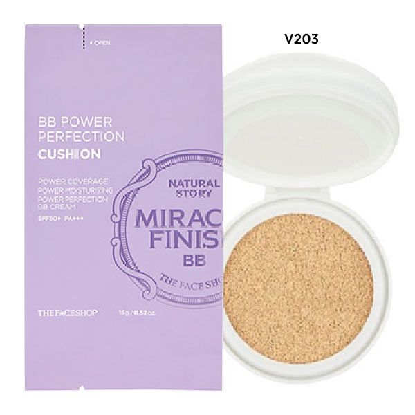  (REFILL) Phấn Nước Che Khuyết Điểm MIRACLE FINISH BB POWER PERFECTION CUSHION SPF50+ PA+++ V203 