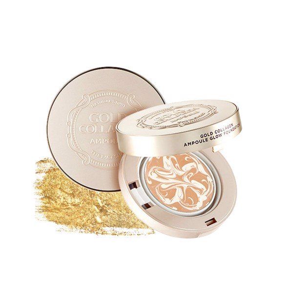  Kem Nền Trang Điểm Dạng Nén THEFACESHOP GOLD COLLAGEN AMPOULE GLOW FOUNDATION 10g V201 