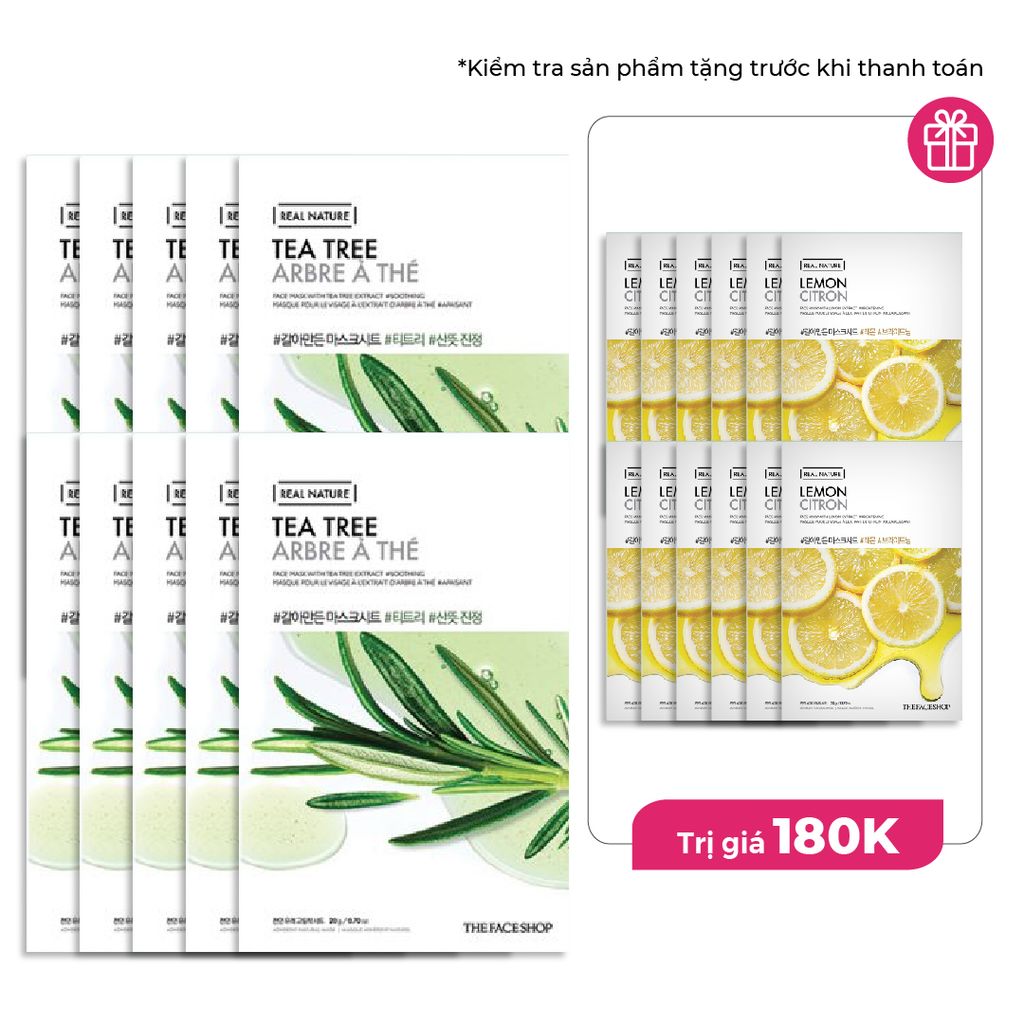  Combo 10 Mặt Nạ Thanh Lọc Da THEFACESHOP REAL NATURE TEA TREE FACE MASK 