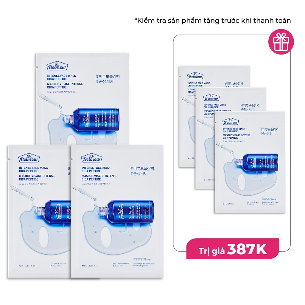  Combo 3 Mặt Nạ Làm Săn Chắc Da DR.BELMEUR INTENSE MASK CICA PEPTIDE 40ml 