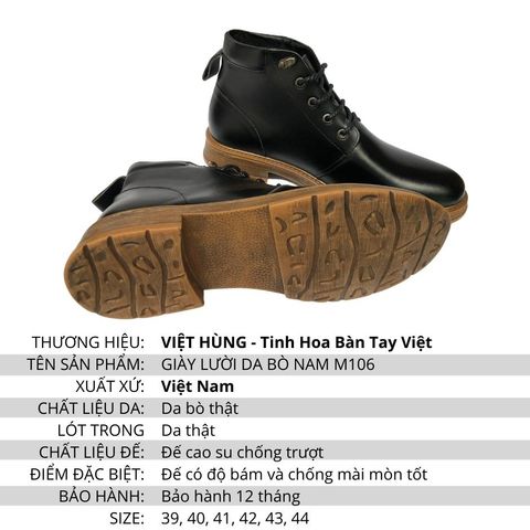 Boots Nam Da Bò Đế Cao Su 166