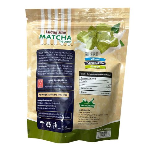 Lương Khô Matcha Trà Xanh - 180g/bịch