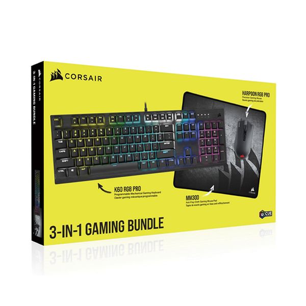 Combo Bàn Phím Chuột Bàn Di - Corsair 3 In1 - (K60 Pro / Harpoon RGB Pro / MM300)