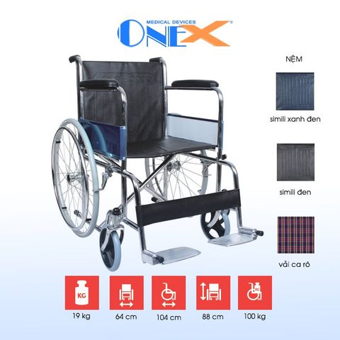 Xe lăn tiêu chuẩn X One khung thép mạ chrome