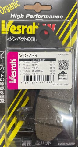  YAMAHA XMAX 300  VESRAH - BỐ THẮNG TRƯỚC (MÁ PHANH TRƯỚC) YAMAHA XMAX 300 RESIN 