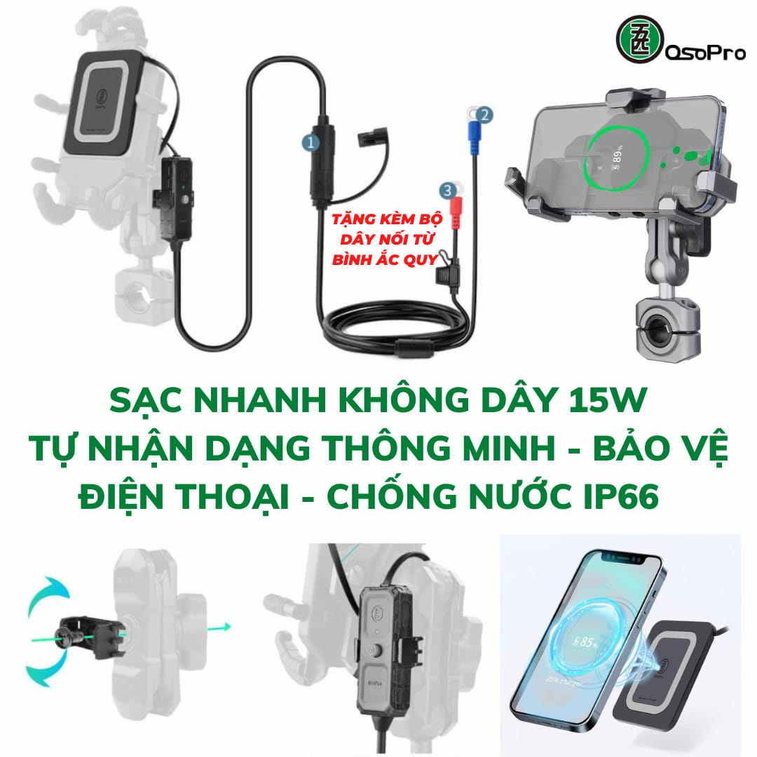 BỘ SẠC KHÔNG DÂY OSOPRO CHÍNH HÃNG (SẠC NHANH 15W)