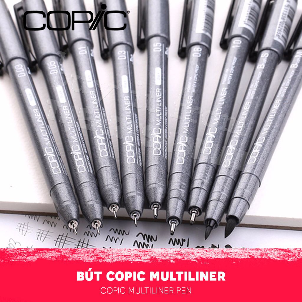 Bút đi nét Multiliner COPIC Màu Đen/Xám - COPIC Multiliner Black/Gray