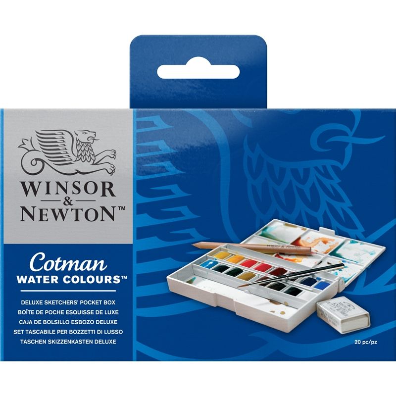 Bộ màu nước WINSOR 16 màu - WINSOR & NEWTON COTMAN Watercolor Deluxe Sketchers' Pocket Box Set (16 Half Pans)