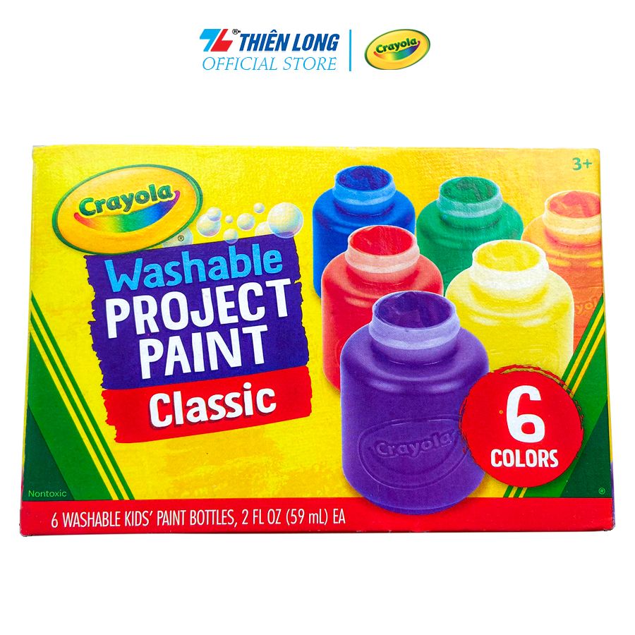 Bộ 6 màu nước có thể rửa được Crayola Washable Kid's Paint