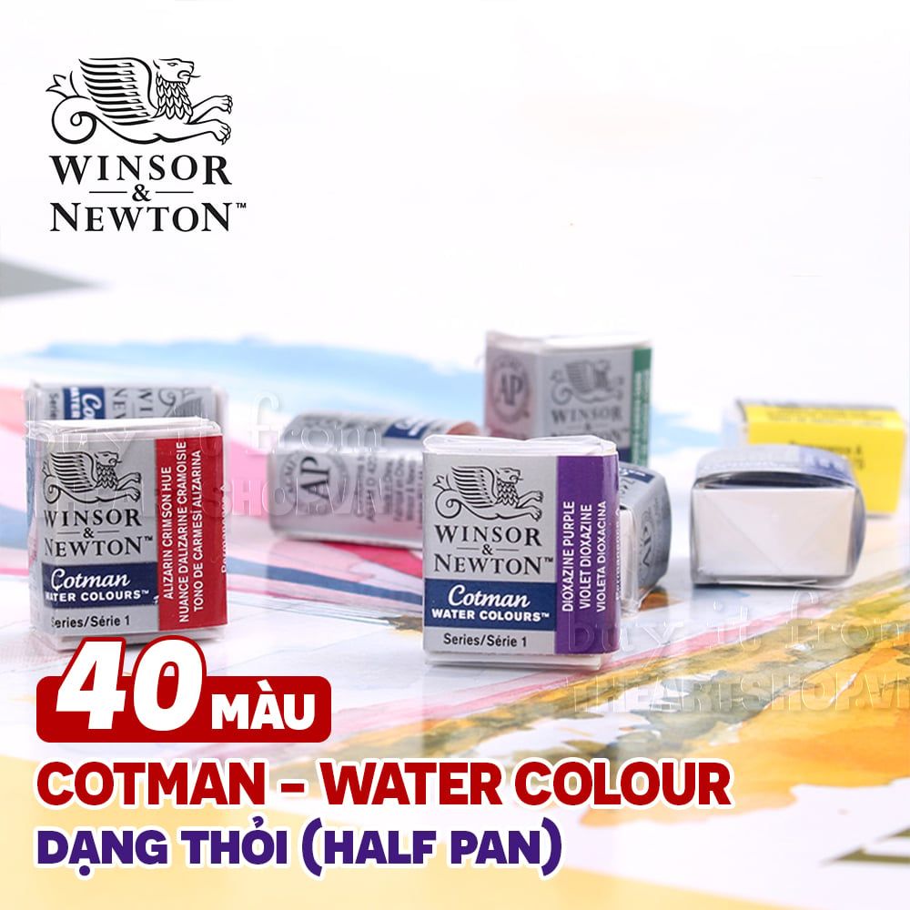 Màu nước WINSOR dạng nén (Bán lẻ) - WINSOR & NEWTON Cotman Watercolor Half Pans (Retail)