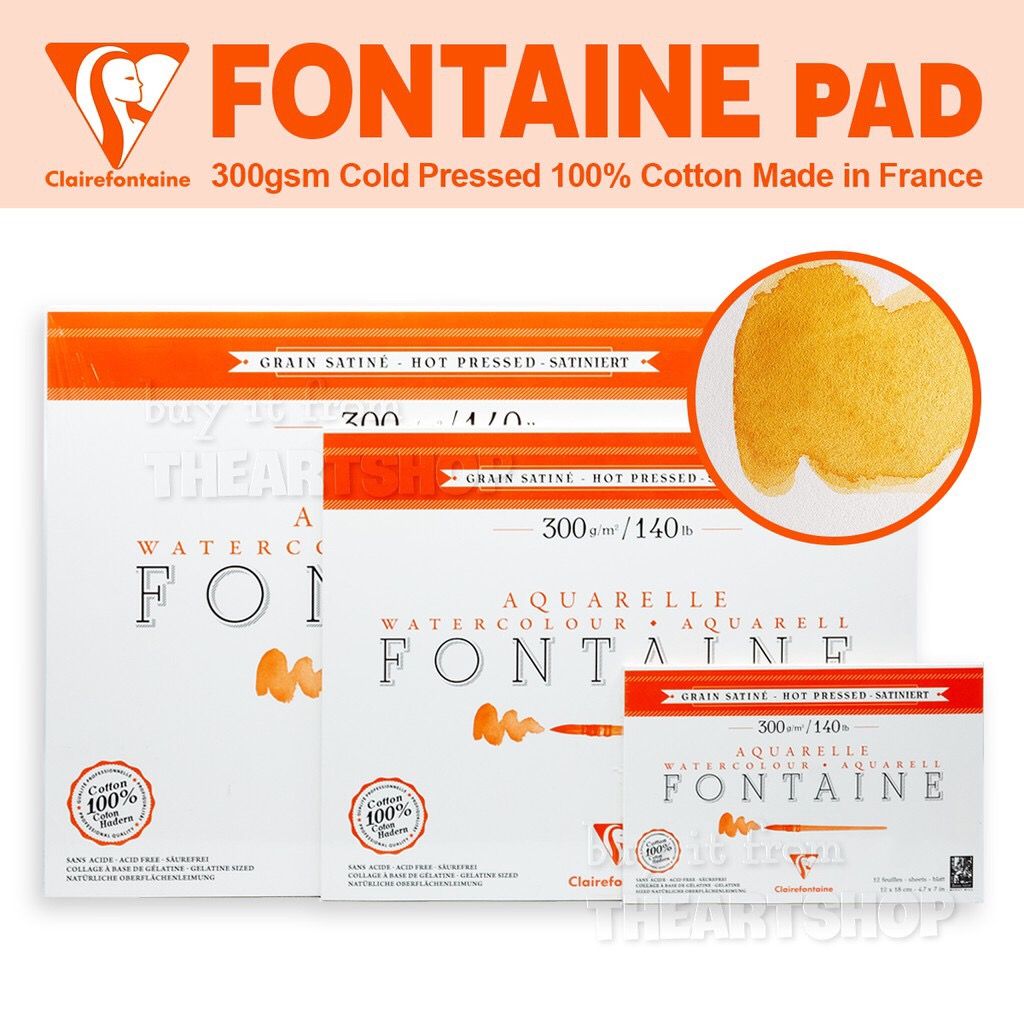 Sổ vẽ màu nước CLAIREFONTAINE - CLAIREFONTAINE Fontaine Watercolor Pad-Hot Pressed 100% Cotton