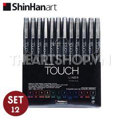 ShinHan TOUCH LINER bộ 12 màu size Brush/0.1 (kháng nước/ kháng marker)