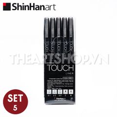ShinHan TOUCH LINER bộ 5 màu GREY size 0.1|0.3|0.5|Chisel|Brush (kháng nước/ kháng marker)
