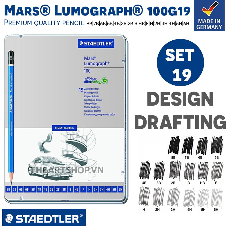 Bộ chì phác thảo STAEDTLER - STAEDTLER Mars® Lumograph® 100G19 - Set 19