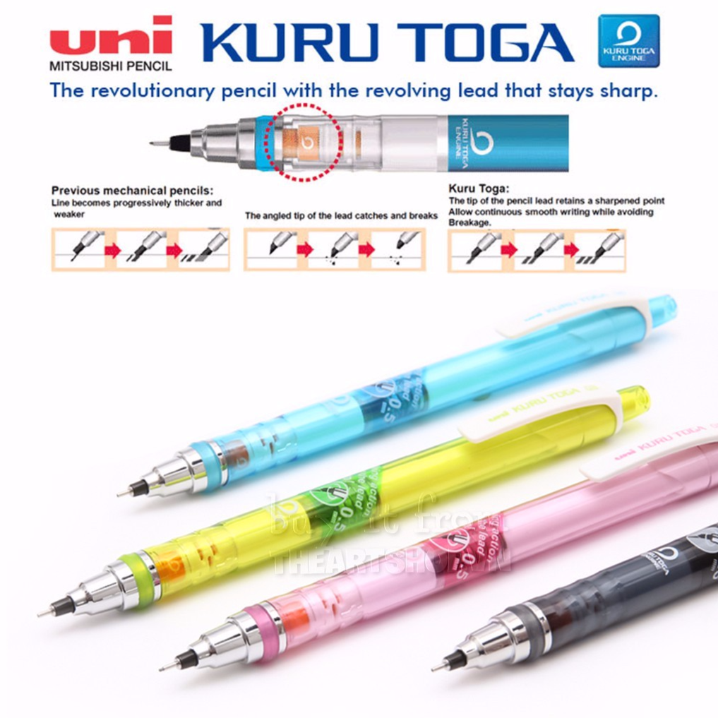 Bút chì bấm cơ khí UNI - KURU TOGA ngòi 0.5mm tự động xoay khi viết M5-450T (tặng kèm ngòi) KURUTOGA