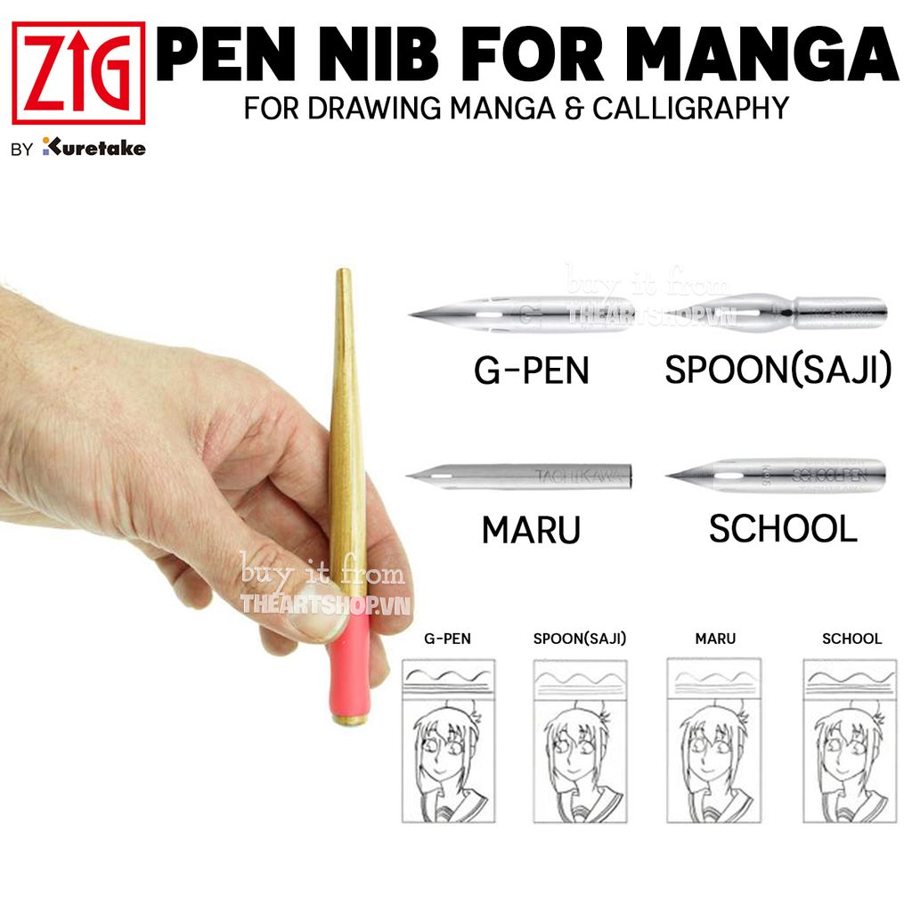 Thân bút sắt KURETAKE - KURETAKE Zig Cartoonist Pen Nib Holder for Manga