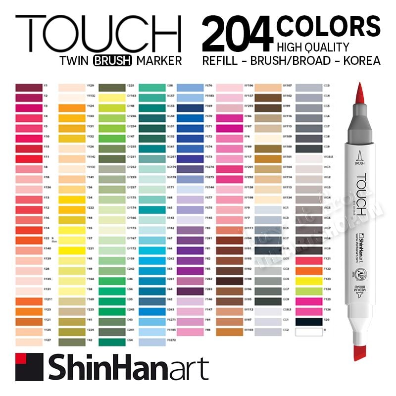 Bút marker SHINHAN ART - SHINHAN ART Touch Twin Brush Marker 204 colors