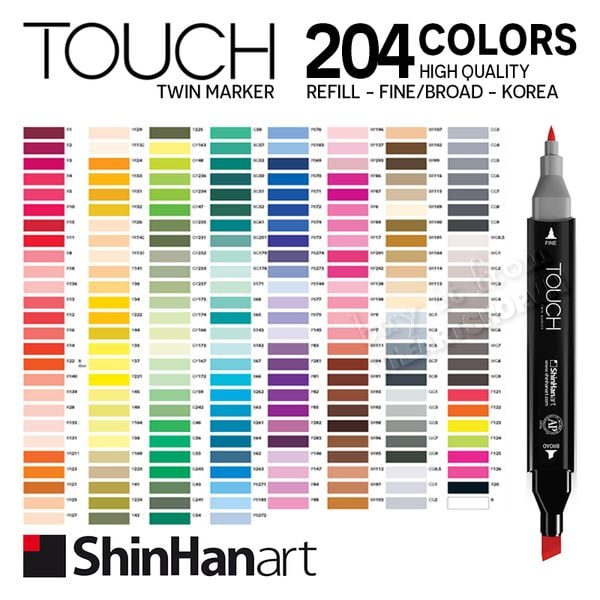 Bút marker SHINHAN ART - SHINHAN ART Touch Twin Marker 204 colors