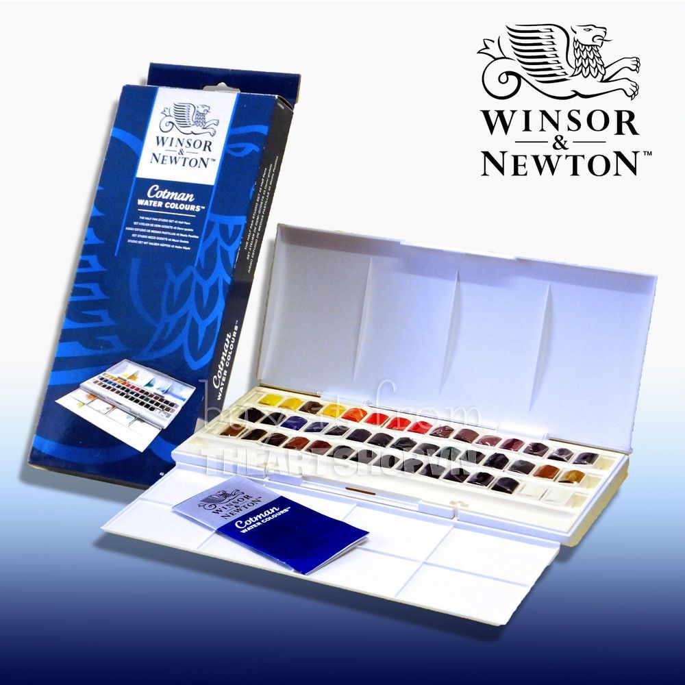 Bộ màu nước WINSOR 45 màu - WINSOR & NEWTON Cotman Watercolor Studio Set (45 Half Pans)