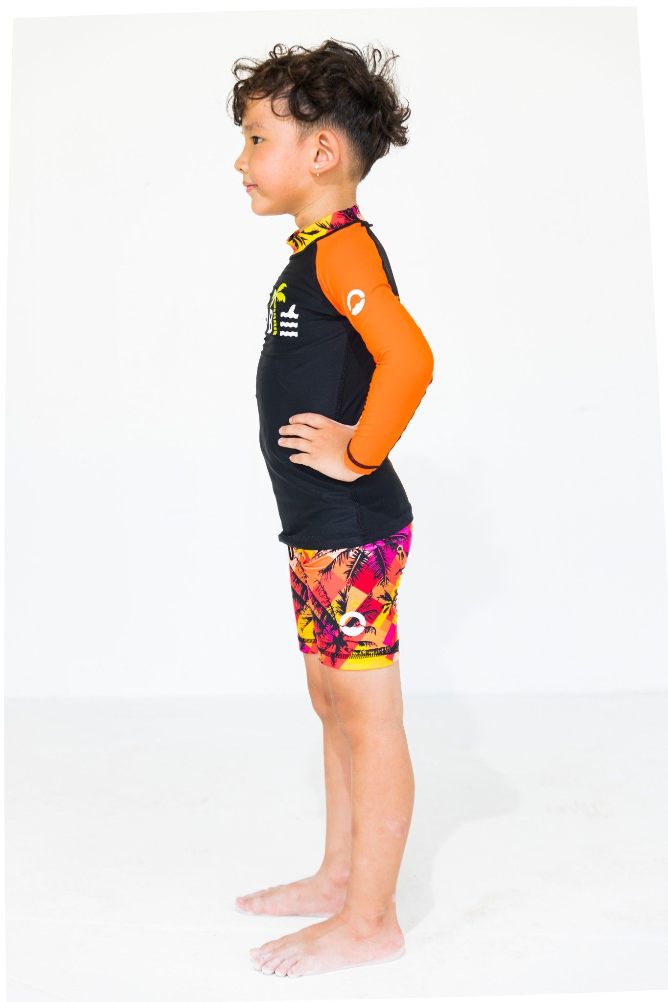 Palm Orange Black Kid Rashguard Set