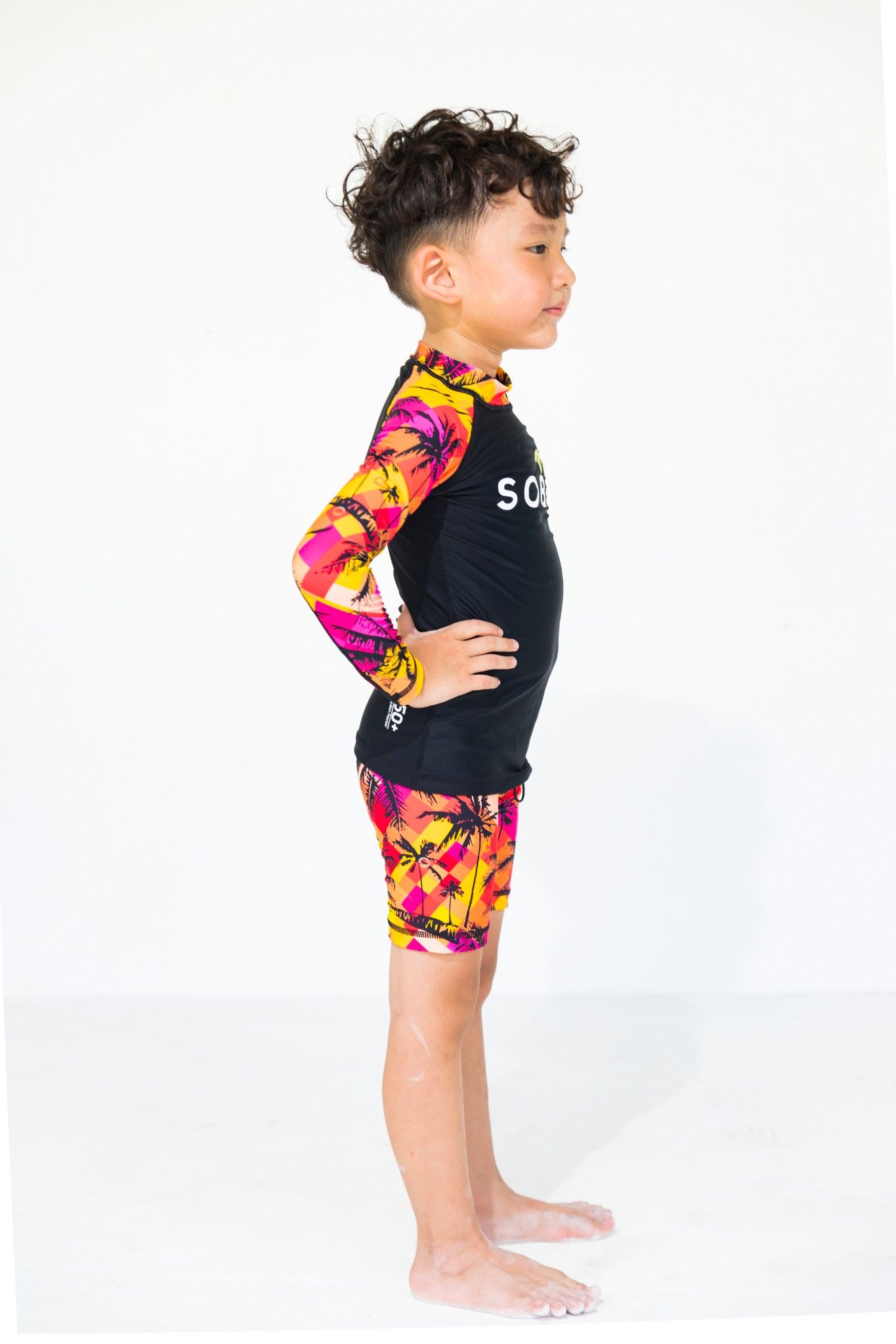 Palm Orange Black Kid Rashguard Set