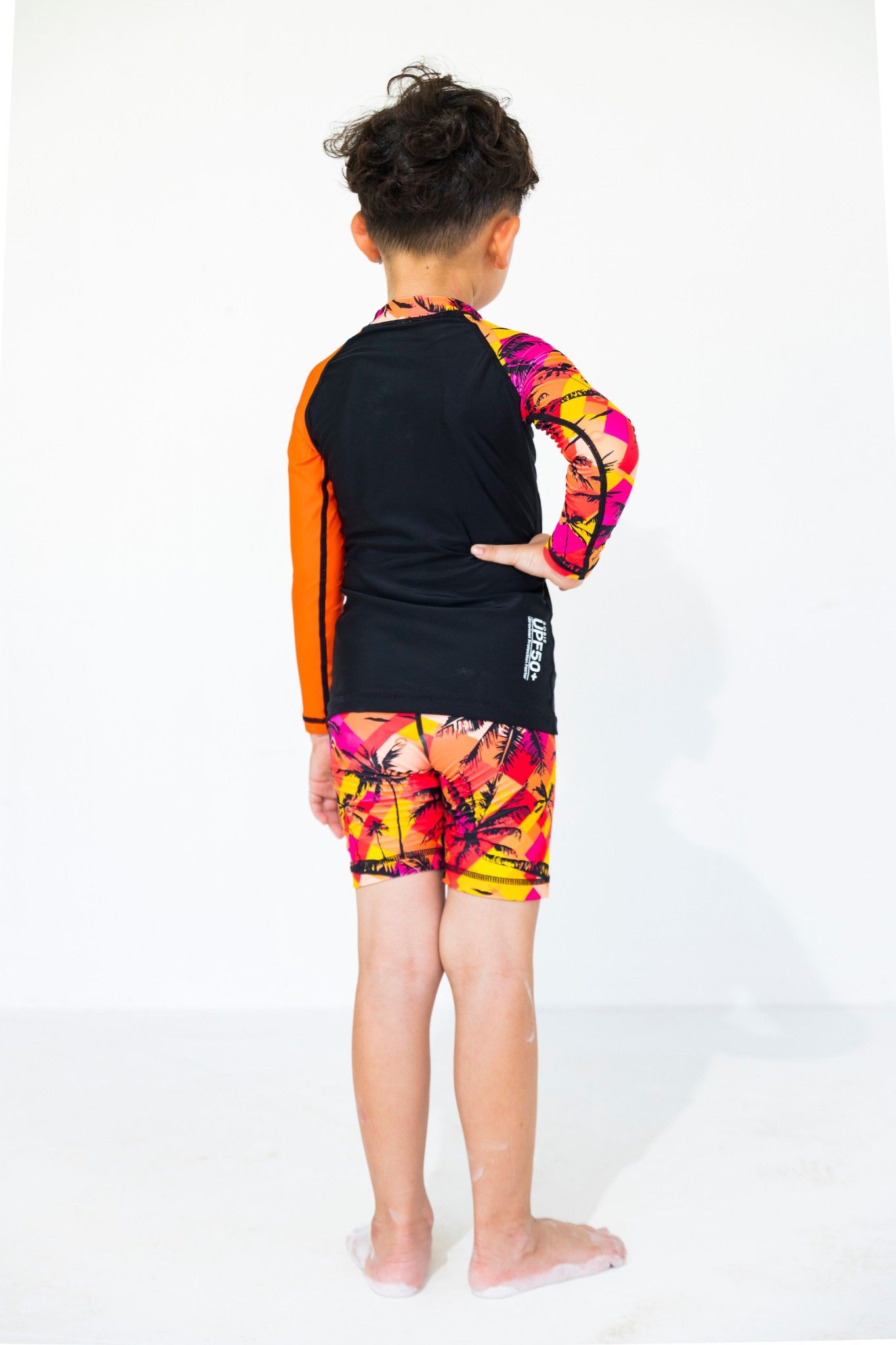 Palm Orange Black Kid Rashguard Set