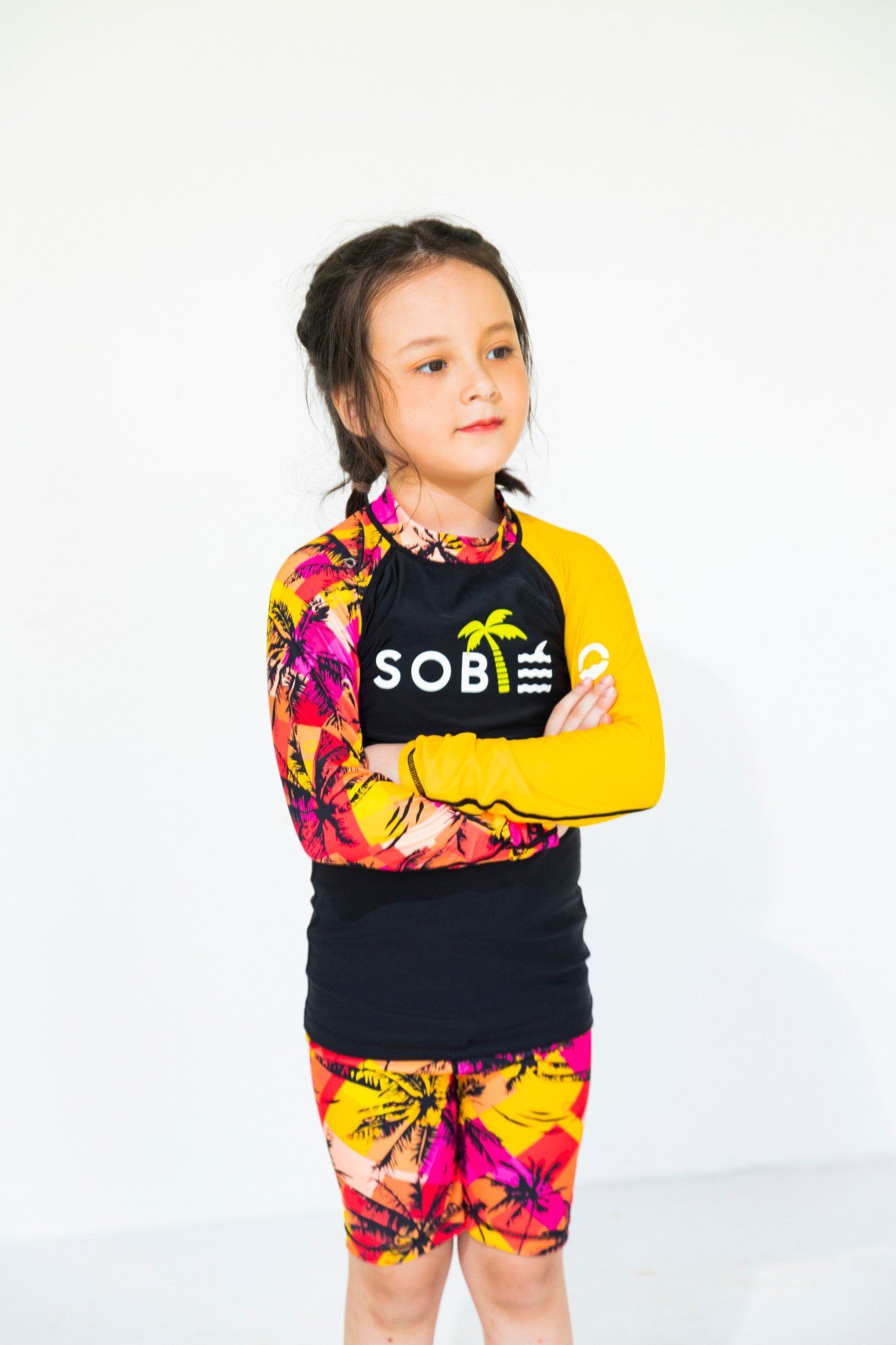 Palm Orange Black Kid Rashguard Set