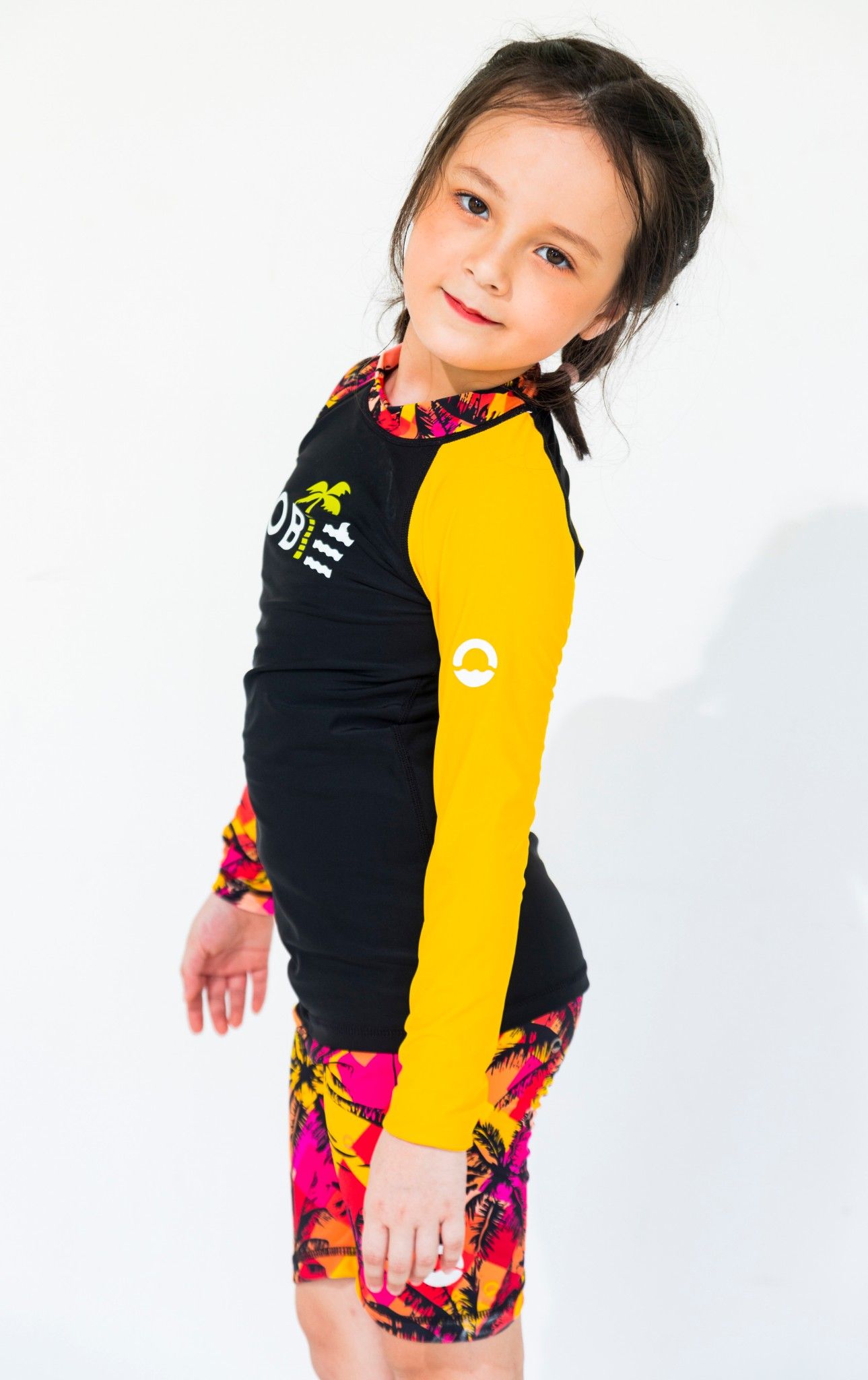 Palm Orange Black Kid Rashguard Set