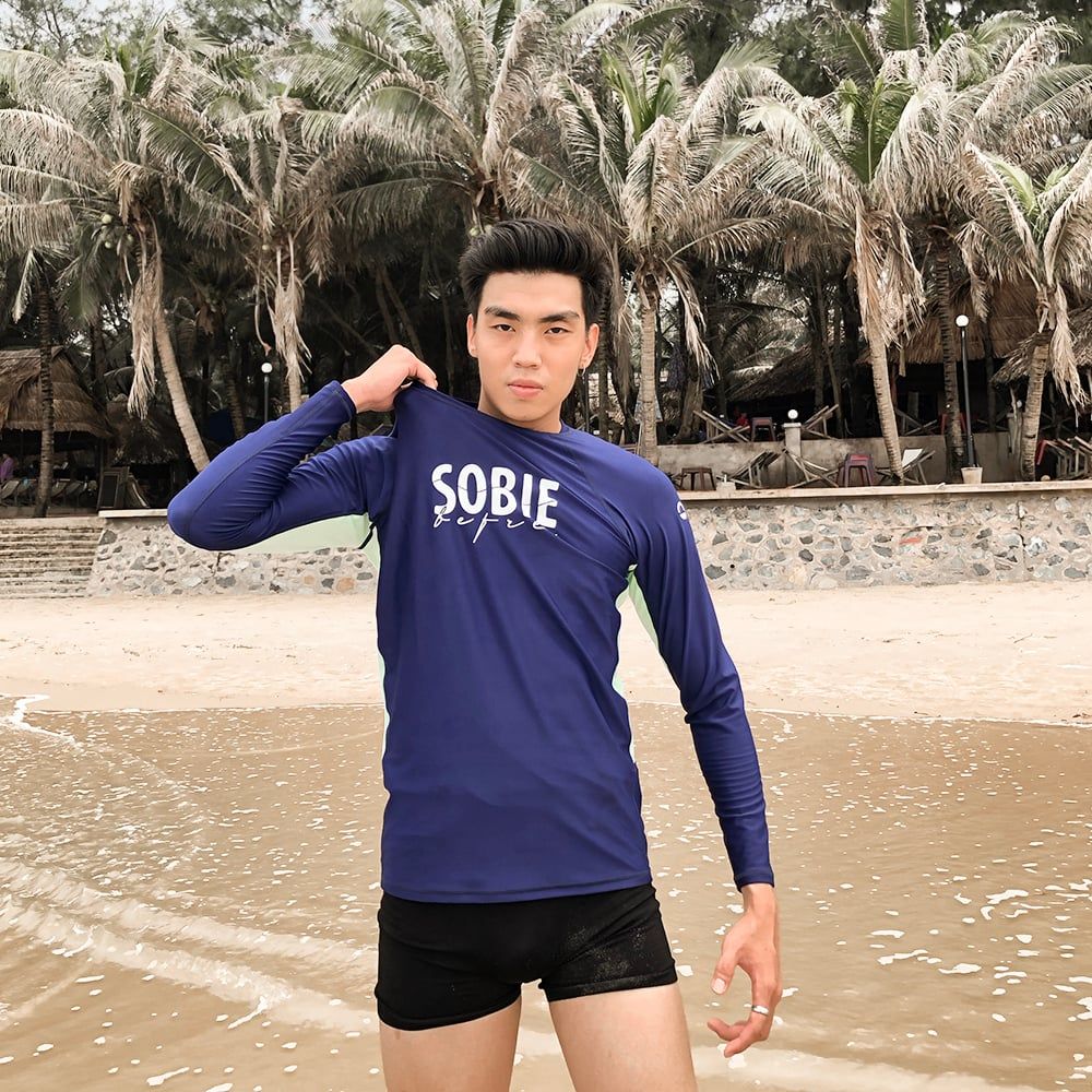 Áo Bơi Nam Wave Long Sleeved Navy Blue