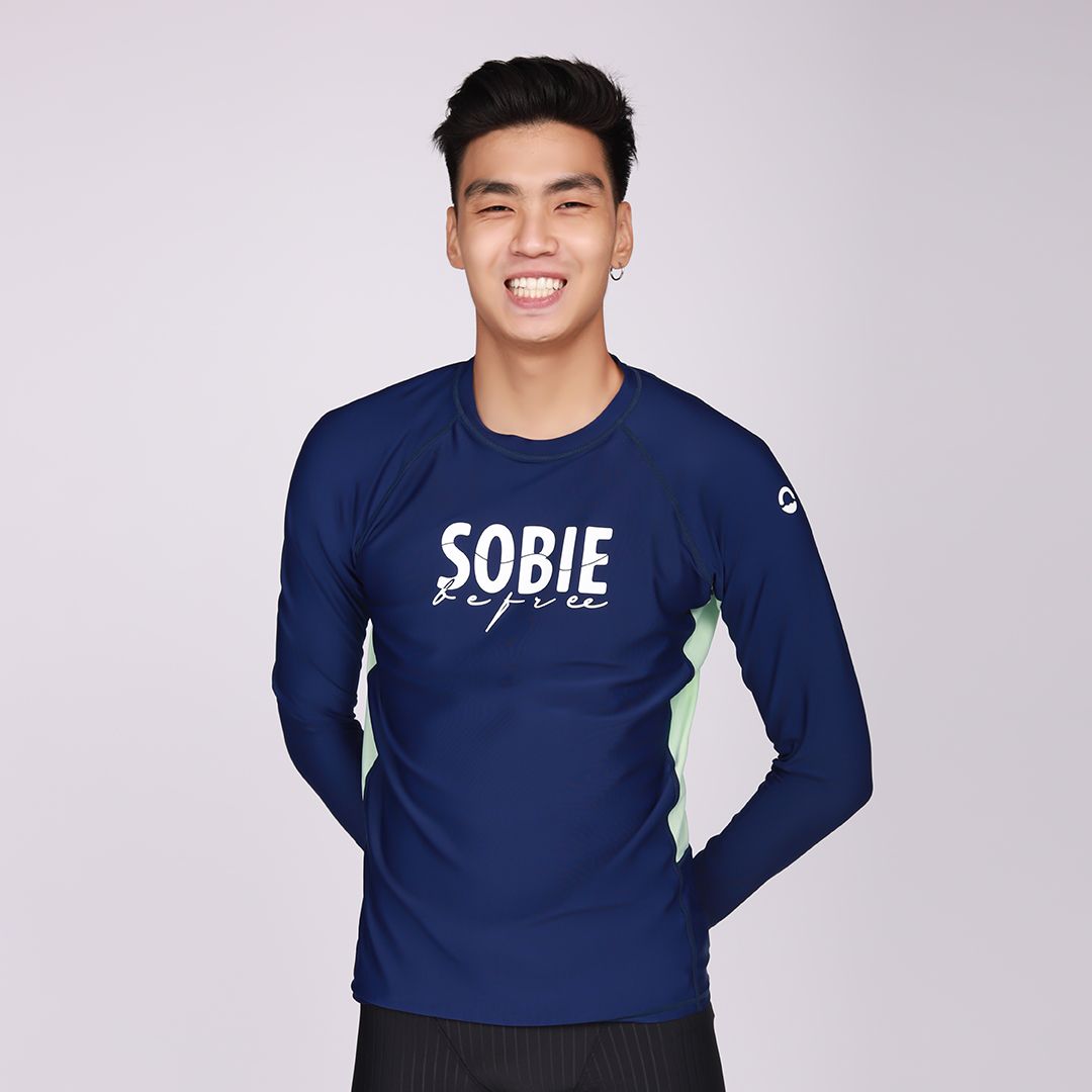 Áo Bơi Nam Wave Long Sleeved Navy Blue
